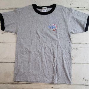 Vintage Walt Disney World Epcot Gray Ringer Short Sleeve T-Shirt Mens Size L EUC